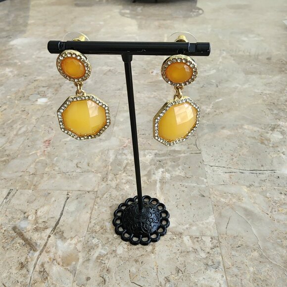 Stony Orange and Yellow Fashion Earrings - Picture 5 of 6